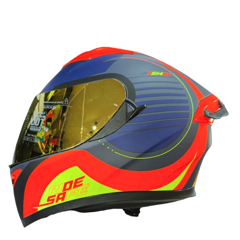 CASCO HRO INTEGRAL NARANJA AZUL