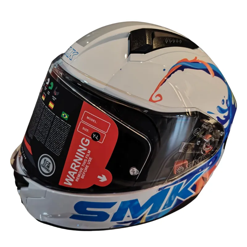 CASCO SMK NIÑO BLANCO-CELESTE