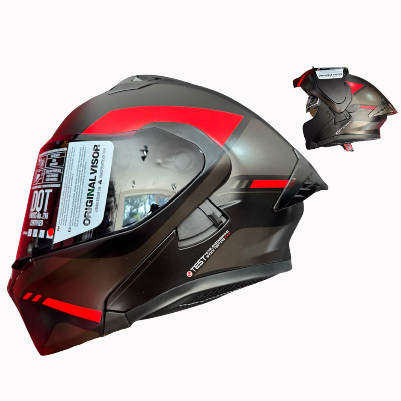 CASCO MODULAR ICH NEGRO ROJO MATE