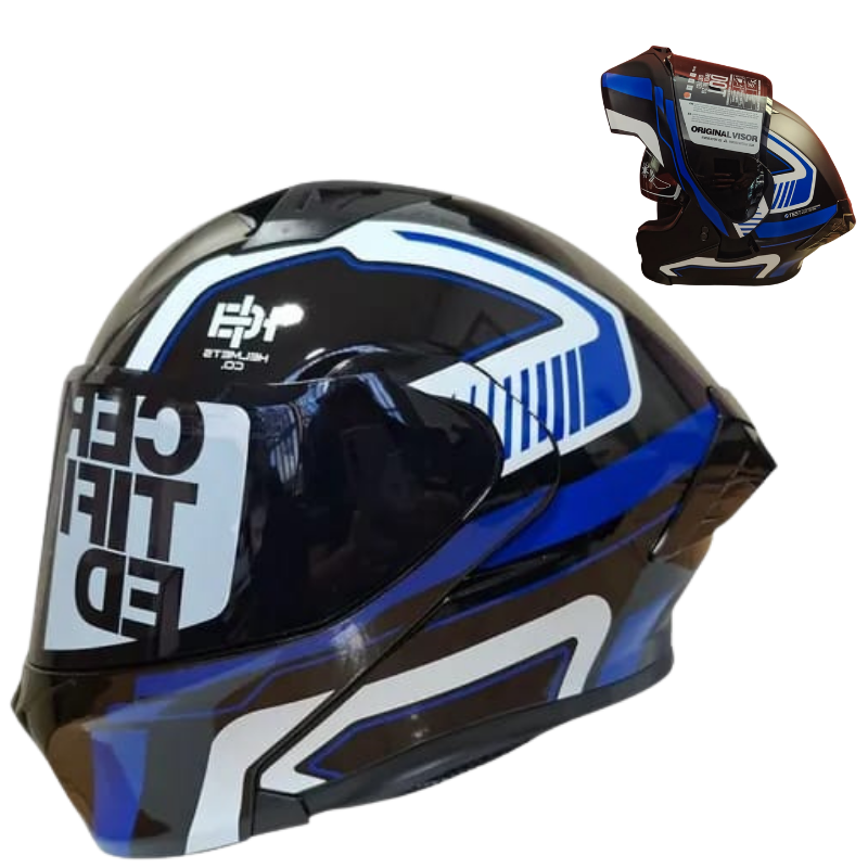CASCO MODULAR ICH AZUL-BLANCO/NEGRO